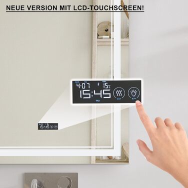 Дзеркало для ванної кімнати Puchika з підсвічуванням LED, 50x70 см, настінне, диммер, 3 кольори світла (3000-6400K), IP44, A+, сенсорне керування, антизапар