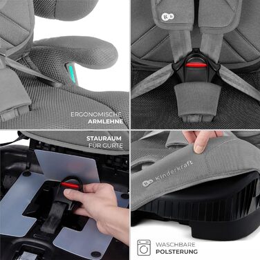 Автокрісло Kinderkraft FIX2GO i-Size 76-150 см (15 міс - 12 років), сіре, ISOFIX, з SPS+, H-GUARD+, 5 положень, з пранням чохла