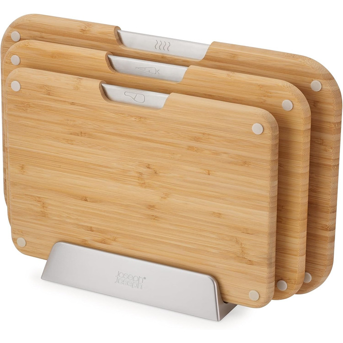 Набір дерев'яних обробних дощок Joseph Joseph Nest Boards (3 шт.), бамбук, нековзкі ніжки, металевий тримач