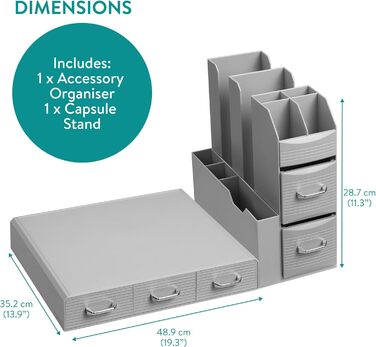 Тримач для капсул кави Navaris - органайзер для Nespresso капсул - контейнер для капсул різних розмірів - сірий