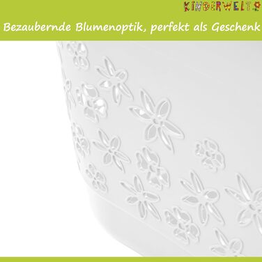 Кошик для білизни преміум-класу 50 л з ергономічною формою, м'якими на дотик ручками, повітропроникним дизайном і декоративним квітковим виглядом (білий/м'ятно-зелений)