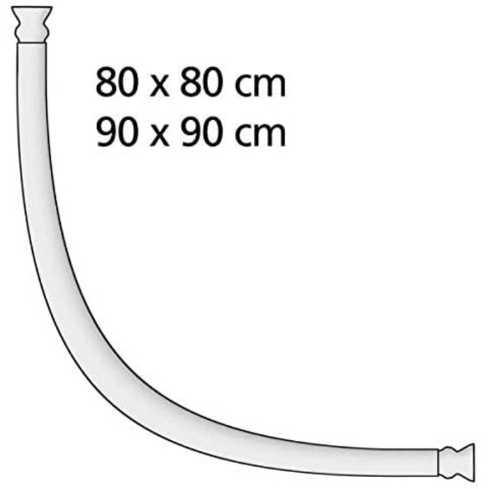 Телескопічна кругла душова штанга WENKO, висувна душова шторка для свердління, надзвичайно стійка з Ø 2,5 см, виготовлена з нержавіючого та міцного алюмінію, 80x80 90x90 см, біла 0 x 2,5 x 2,5 см