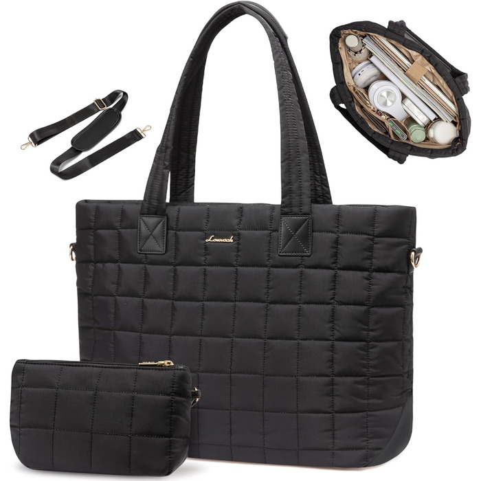 Сумка для ноутбука LOVEVOOK 15.6 дюймів для жінок: робоча, шкільна, для офісу, чорна
