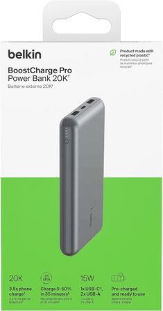 МАг, USB-C/USB-A, для iPhone, Galaxy, Pixel, iPad Space Grey, 20K Power Bank, 20 000