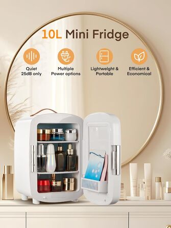 Міні холодильник FOHERE 10 л (12 банок), білий: для косметики, напоїв, авто, офісу