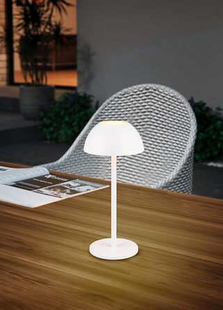 Бездротова настільна лампа Robert, LED, настільна лампа для дому та вулиці, диммування 4 рівнів, USB, 30 см, матовий білий