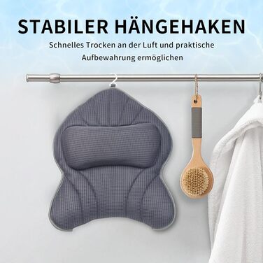 Подушка для ванни Poemland Extra Dickes – велика, з підтримкою шиї, спини та голови (сіра)