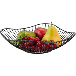 Металевий кошик для фруктів Relaxdays, плоский, 7,5 х 27 см, дротяний, сучасний, чорний