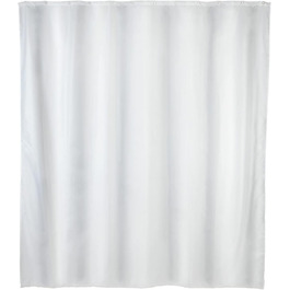 Шторка для душу WENKO Uni White, текстильна шторка для ванної кімнати, з кільцями для кріплення до душової штанги, що миється, водовідштовхувальна, (180 х 200 см)