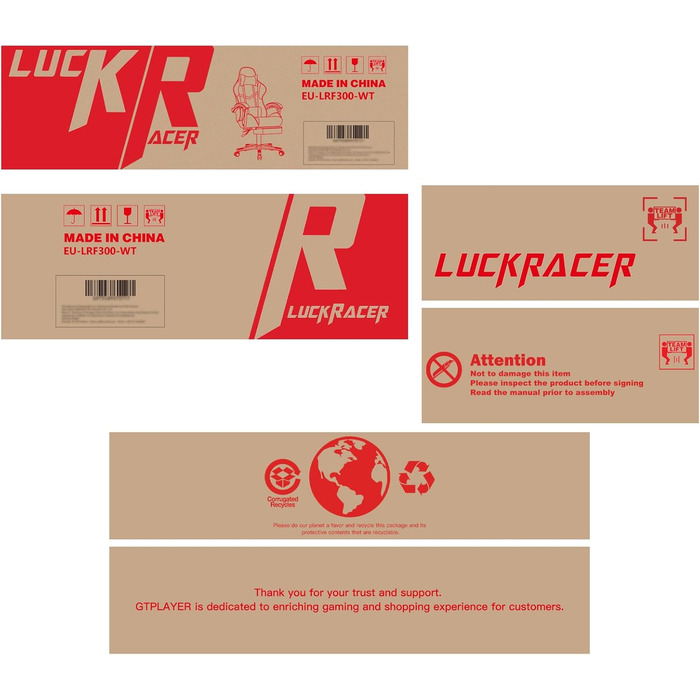 Ергономічне ігрове крісло LUCKRACER з підставкою для ніг, поперекова подушка, подушка, вантажопідйомність 150 кг, білий