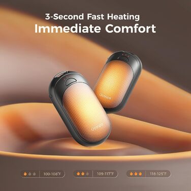 Електричні грілки для рук OCOOPA 2 шт. з магнітною фіксацією, 5000mAh, 3 режими нагріву, компактні, для рукавичок, сумки, зимові аксесуари, подарунки для чоловіків та жінок (фіолетовий/білий)