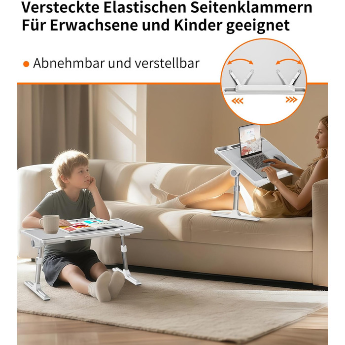 Зручний столик-підставка для ноутбука з регулюванням висоти, лапдеск для ліжка, дивана, софи. Сумісний з ноутбуками до 17 дюймів.