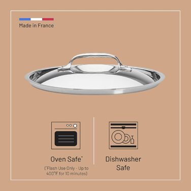 Кришка для каструлі De Buyer з нержавіючої сталі з чавунною ручкою, діаметр 16 см, срібляста, арт. 3709.16N