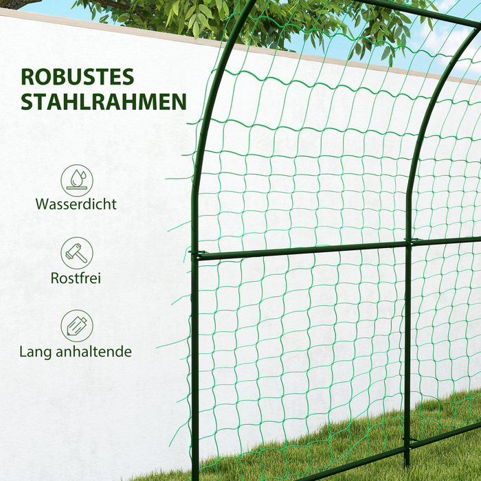 Металева шпалерна сітка для підв'язування рослин, нержавіюча сталь, вигнута, для огірків та інших рослин, 210 x 250 x 216 см, темно-зелений