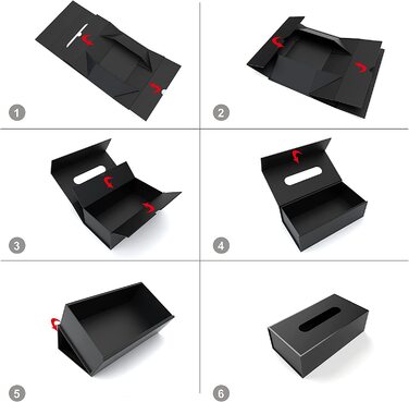 Коробка для серветок JiaWei, прямокутна коробка для серветок 23,5 x 12 x 7,8 см паперова коробка для серветок, коробка для серветок, диспенсер для серветок, тримач для серветок, кришка коробки для серветок - чорний (чорний (3 шт.), 24,5x14,9, 6 см (всеред