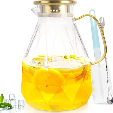 Скляна карафа Yirilan 2.2 л з кришкою, 74 унції, для води, 3 літри