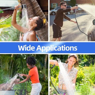 Портативна кемпінгова душ з показником Фаренгейта та акумулятором 6000 mAh, водонепроникна IPX7, для кемпінгу, піших прогулянок, миття авто