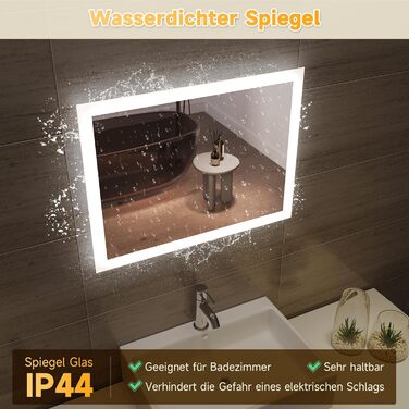 LED дзеркало для ванної кімнати SONNI 60x50 см з підсвічуванням, IP44, вертикальна/горизонтальна установка