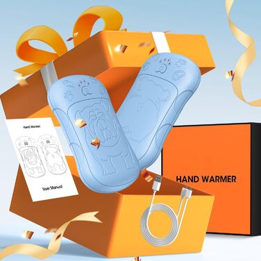 Електричні грілки для рук, 2 шт. 6000mAh, акумуляторні, багаторазові, для спорту, полювання, кемпінгу, теплий подарунок для жінок, чоловіків, дітей, блакитні