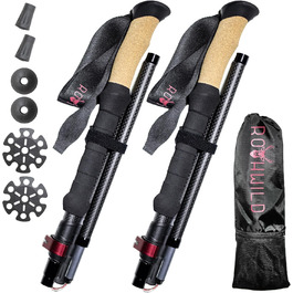 Туристичні палиці Rothwild Platzhirsch Carbon, складні, з корковою ручкою, для жінок та чоловіків (105-125см)