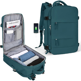Дорожній рюкзак SZLX USB-порт 32х20х42 см павиний-синій