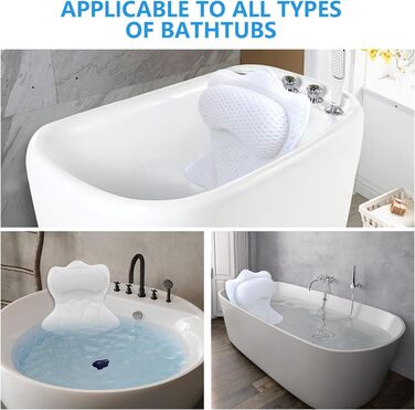 Підголовник для ванни REEZEIVI з 6 присосками (білий)