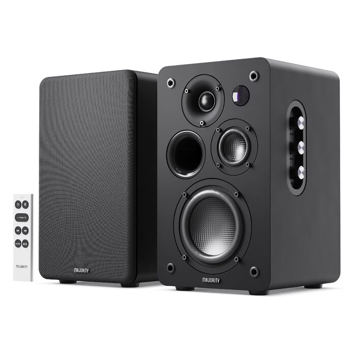 Активні Bluetooth-колонки Majority D100X 100W, вуглецеві драйвери, HDMI ARC, RCA, Optical, Phono, AUX, чорні