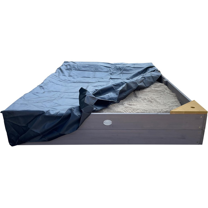 Дерев'яний пісочниця AXI Kelly з лавкою, сидіннями та контейнерами для води | Пісочниця для дітей сірого та коричневого кольору | 180 x 115 см