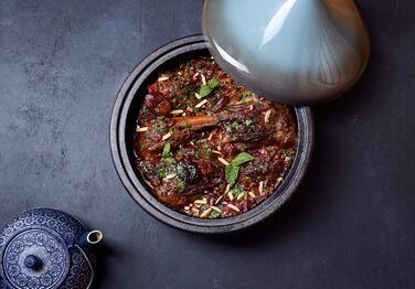 Тажин Кук - каструля для тушкування з емальованого чавуну, 3.3 л, керамічний конічний кришка, сіро-блакитний