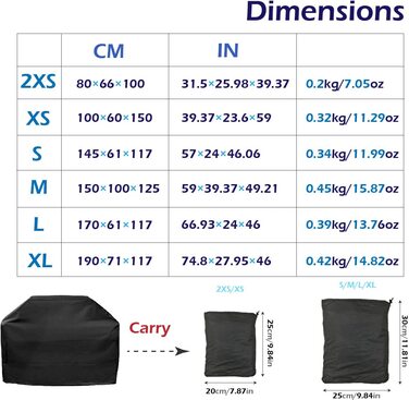 Кришка для гриля TRIWONDER, водонепроникна і захищає від ультрафіолету, кришка для барбекю, кришка для барбекю захисний чохол з чохлом для перенесення (150 см x 100 см x 125 см)