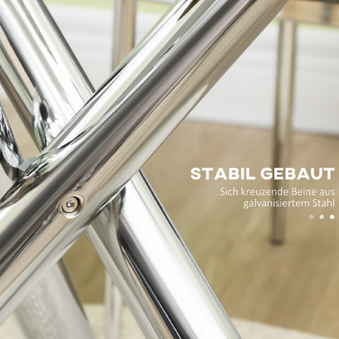 Стіл обідній, круглий зі скляною стільницею, без рамки, на 2-4 особи, сталеві ніжки, 80 x 80 x 74 см