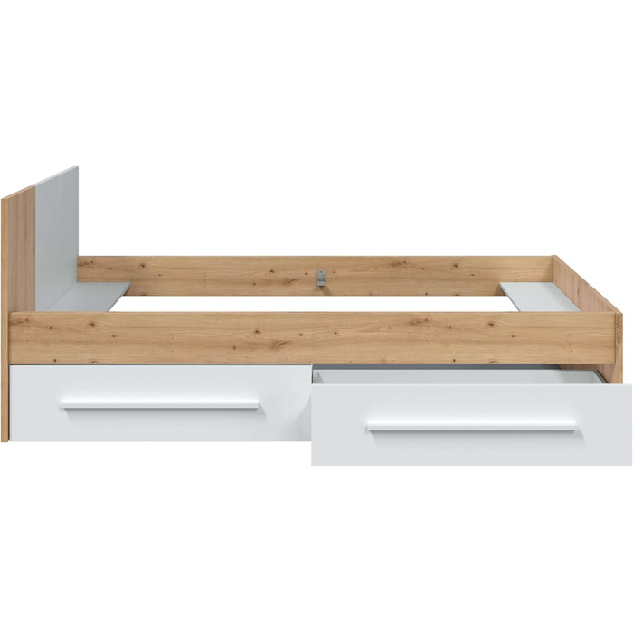 Ліжко дитяче Habitdesign Noa з 2 шухлядами, білий та дуб Nodi, 97x77x196 см (без ламелей)