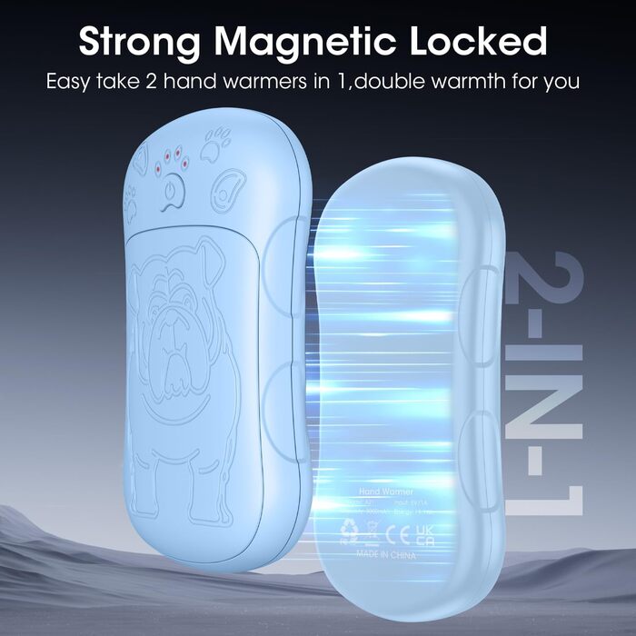 Електричні грілки для рук, 2 шт. 6000mAh, акумуляторні, багаторазові, для спорту, полювання, кемпінгу, теплий подарунок для жінок, чоловіків, дітей, блакитні