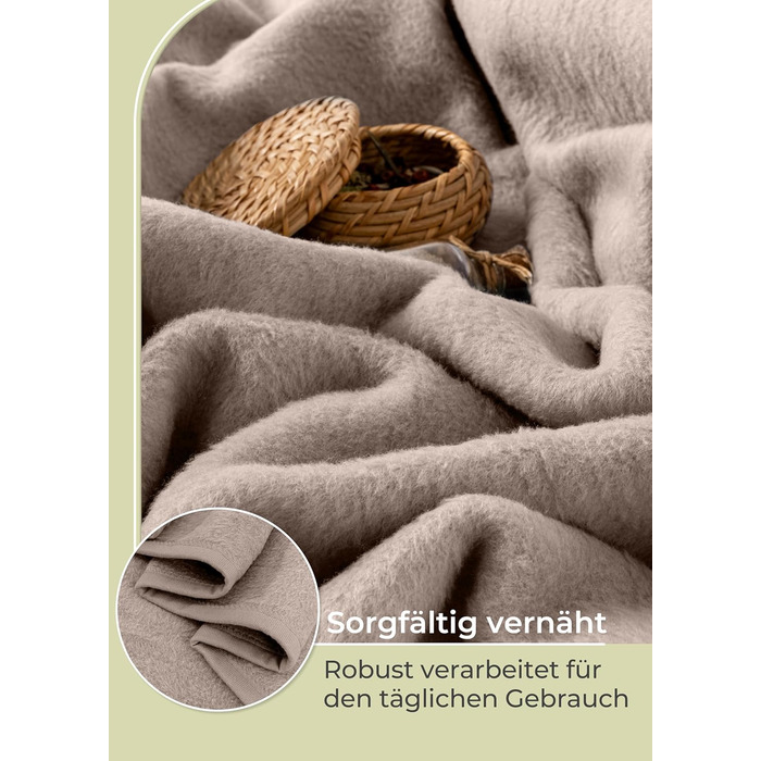 Плед LAYENBURG Premium з бавовни 150x200 см, Oeko-Tex 100, бавовняний, м'який плед для дому, на диван, софу (Taupe)