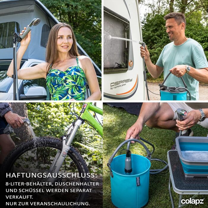 Портативна душова кабіна Colapz з акумулятором та помпою – для кемпінгу, автодому, вана, автомобіля та домашніх тварин