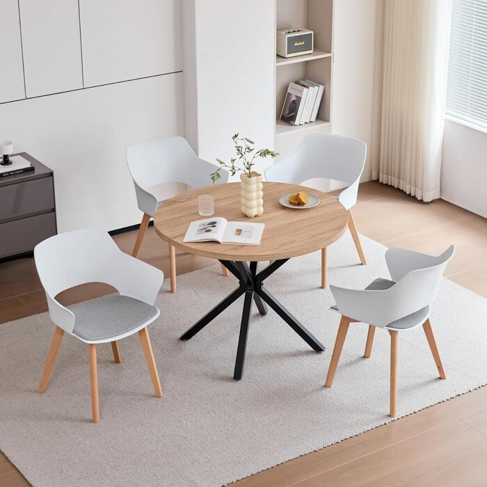 Набір з 4 кухонних стільців GrandCA HOME з масивних дерев'яних ніжок, м'яке сидіння, зелений колір