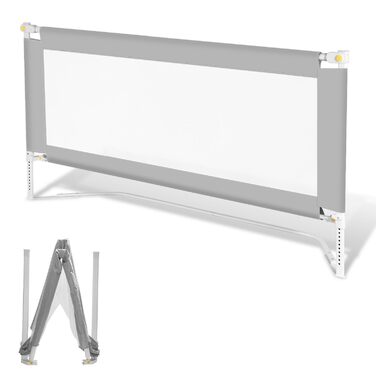 Бортики для ліжка дитячі Ikodm 2x200 см + 1x180 см, регульовані (64-96 см), сірі, з U-подібними ніжками - захист від випадання