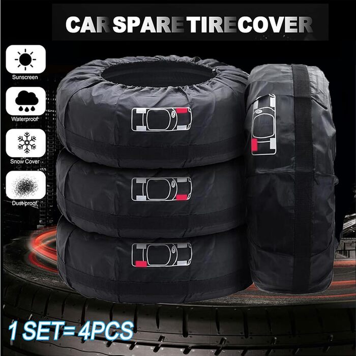 Набір чохлів для шин Geloo 4 шт. Водонепроникні, пилонепроникні, для зберігання та транспортування (діаметр 80 см, 13-17 дюймів)