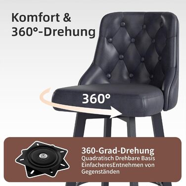 Барні стільці Youhauchair 2 шт., Чорні, регульовані, з підніжкою, 66.5 см, 150 кг