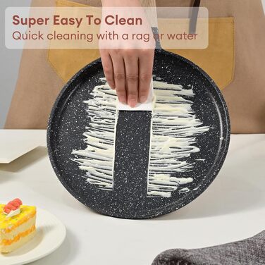 Сковорода для крепів та млинців JEETEE 24 см з антипригарним покриттям, ручка з бакеліту, сумісна з усіма плитами, без PFOA, сіра