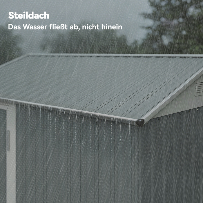 Металевий сарай Metall Gerätehaus 3,5 м², високий закривається на замок, з вентиляційним дахом, отворами для рукавичок, розміром 209 x 177 x 236 см