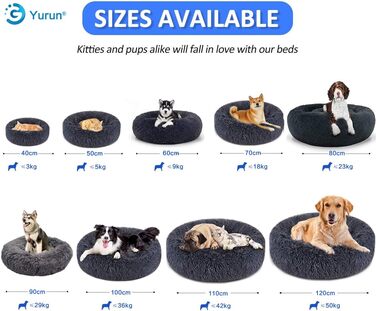 Лежак для собак Yurun, пухнастий диван для собак, чохол знімний, можна прати в машині, темно-сірий, 40x40x20 см
