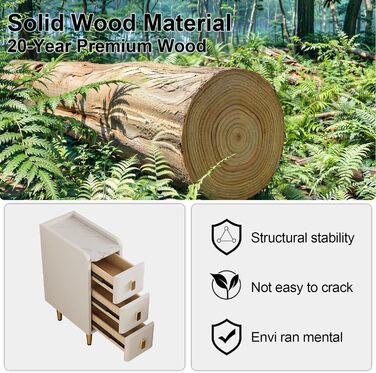 Нічний столик AQIMUELE, білий, з 2 висувними ящиками, 30 см, без встановлення, шкіряна поверхня