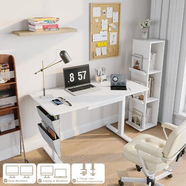 Електричний регульований стіл висотою 120x60 см з пам'яттю, з шухлядами для дому/офісу/навчання (білий)