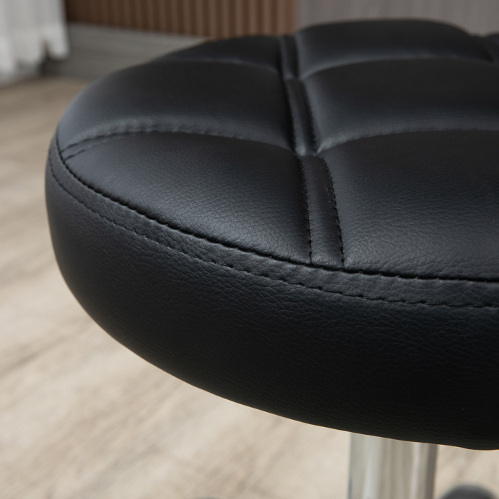 Vinsetto Stool Регульований по висоті поворотний робочий табурет Black Ø35.5 см, штучна шкіра для офісу та салону 51-67 см