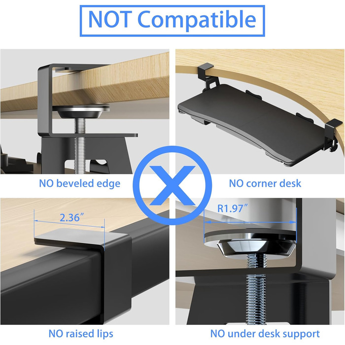 Підставка під клавіатуру Suptek під стіл з ящиком – 67,8 x 30 см, міцна кріплення C-подібне, регульована висота, легка установка, для дому та офісу, DSF6CT