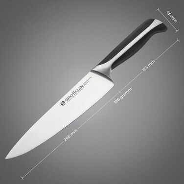 Ніж кухарський Grossman 282ON з нержавіючої сталі, 33 см, ергономічна ручка