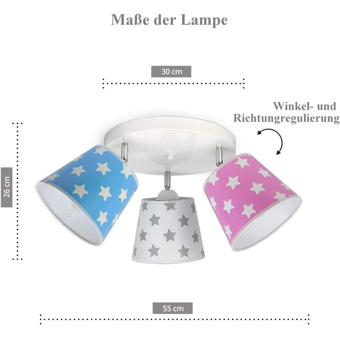 Стельовий світильник дитяча лампа для дитячої кімнати молодіжна кімната дитяча кімната світильник стельовий світильник для хлопчиків і дівчаток (300-G3 зірки, рожево-біло-блакитний)