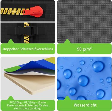 Батут JUMMICO садовий Ø360 см з сіткою безпеки та захисним покриттям для дітей, кольоровий