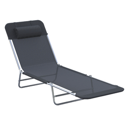 Outsunny Sun Lounger Садовий шезлонг Relax Lounger на 2 ноги Шезлонг чорний складний для саду, тераси та балкона